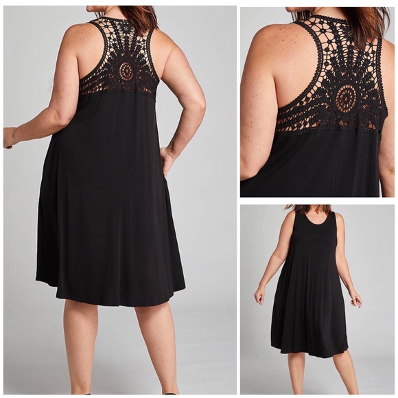 Lane Bryant Dresses & Skirts - Lane Bryant Black Sleeveless Crochet Back Dress 16